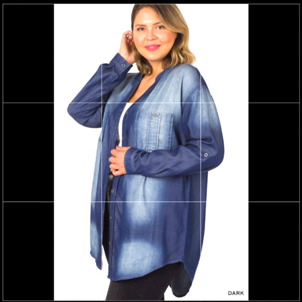 Plus CHAMBRAY LONGLINE SHIRTS